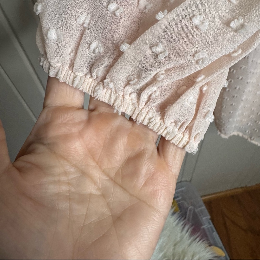 Pink Polka Dot Dress with Lace Trim - Picture 7 of 10
